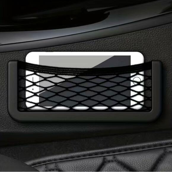Large Cell Phone & Accessory Holder for Car Truck Black with Elastic Net - Picture 1 of 5
